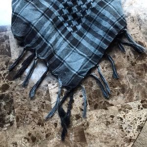 Scarf Fringed Blue and Black houndstooth pattern.